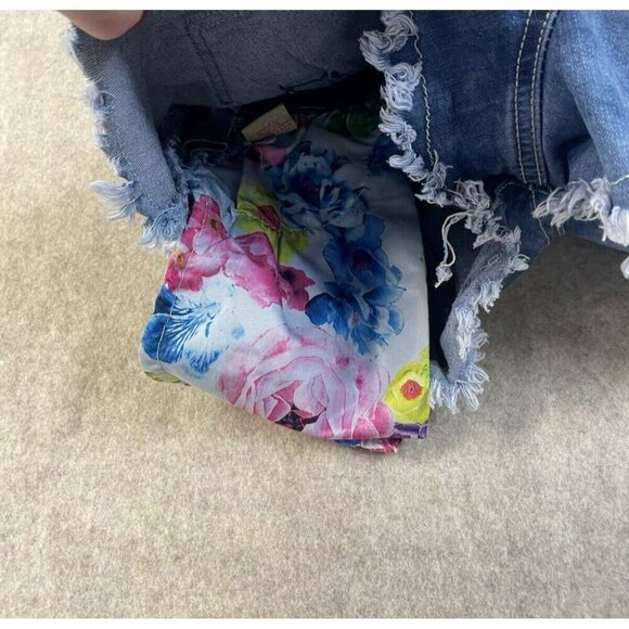 Denimland Paris Collection Jean Shortalls Fray Hem Open Back Med Fun Shorts JR's - Picture 6 of 16